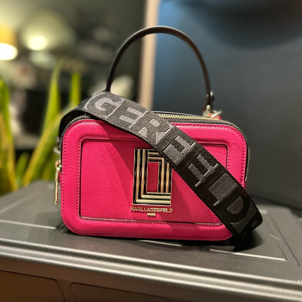 Karl Lagerfeld Paris Pink Simone Top Handle Crossbody Camera Purse